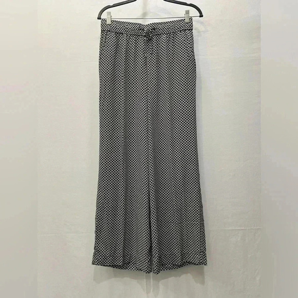 a.n.a Black and White Print Rayon Drawstring Pants Size S​ - Picture 1 of 9